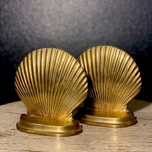 Brass MCM seashell bookends